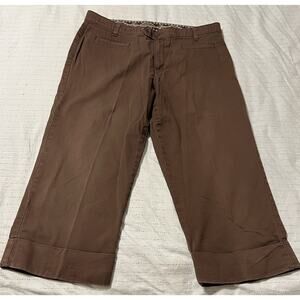 Bandolino Maureen Crop Trousers. Brown, Sz 12, Cuffed, Flat Front.